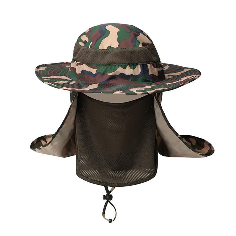 camouflage khaki Открытый для мужчин и женщин с большими круглыми полями Солнцезащитный блок быстросохнущие рыболовные шапки летняя Солнцезащитная шапка для путешествий альпинистская Панама - Цвет: camouflage khaki