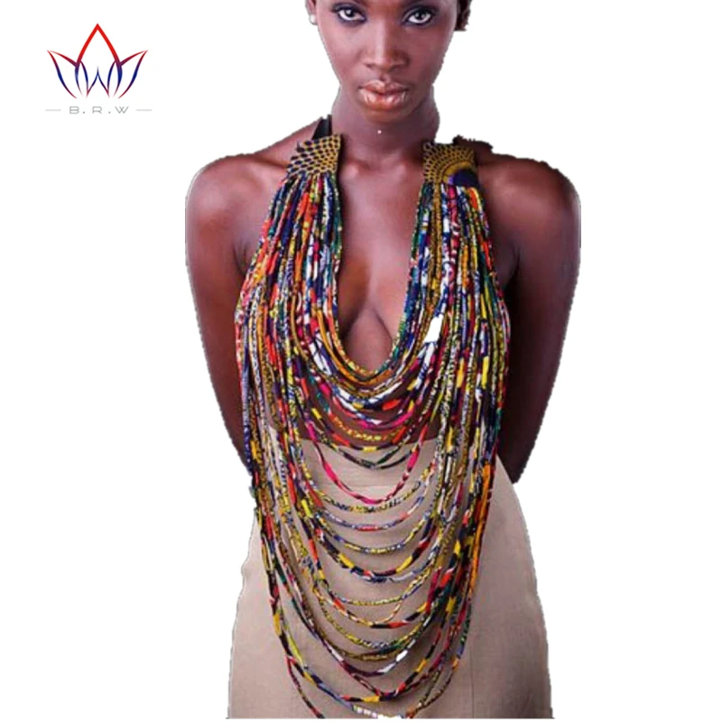 Beste 2018 Afrikaanse Handgemaakte Ketting voor Vrouwen Bohemen Rope Chain Verklaring Ketting Katoen Wax Stof Hanger voor Dame Gift WYA12