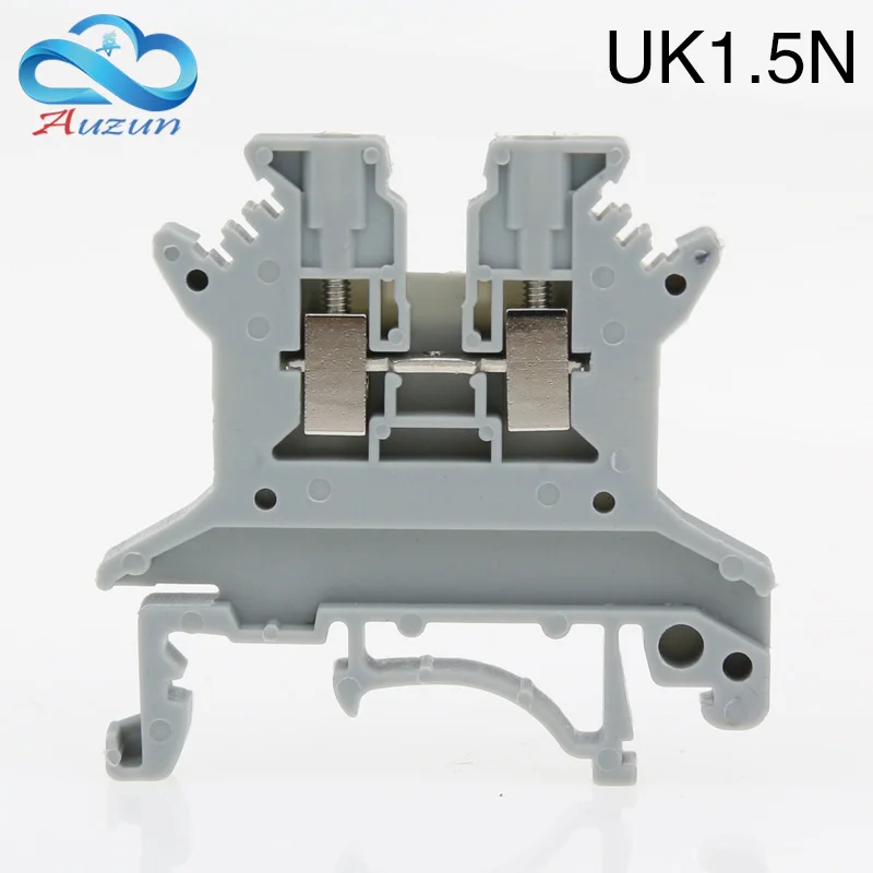 

The uk1.5n original guide rail type assembly terminal is 1.5mm pure copper piece wiring terminal.