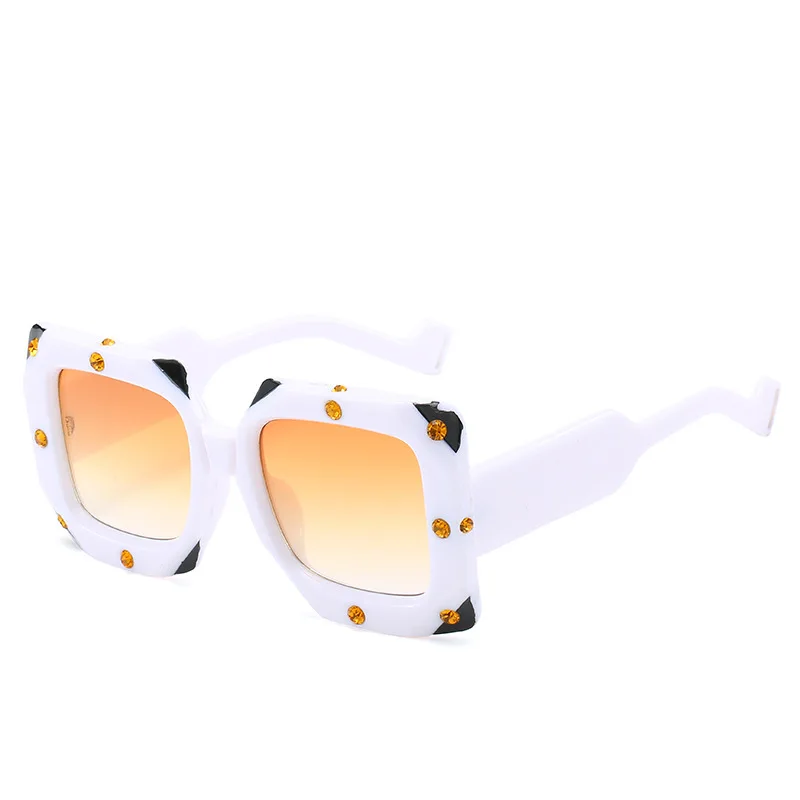 Трендовые негабаритные Квадратные Солнцезащитные очки для женщин, новые роскошные брендовые модные высококачественные очки с бриллиантовыми глазами для сексуальных женщин UV400 - Цвет линз: 6
