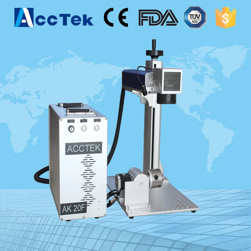 Precio barato de acero inoxidable cuchillo grabado AK20F máquina de marcado láser de fibra de mini portátil