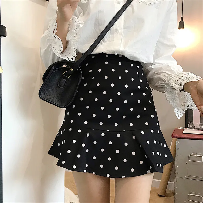 2019 с юбкой годе точка Для женщин юбки Chic тонкий Уайлд Высокая талия модные