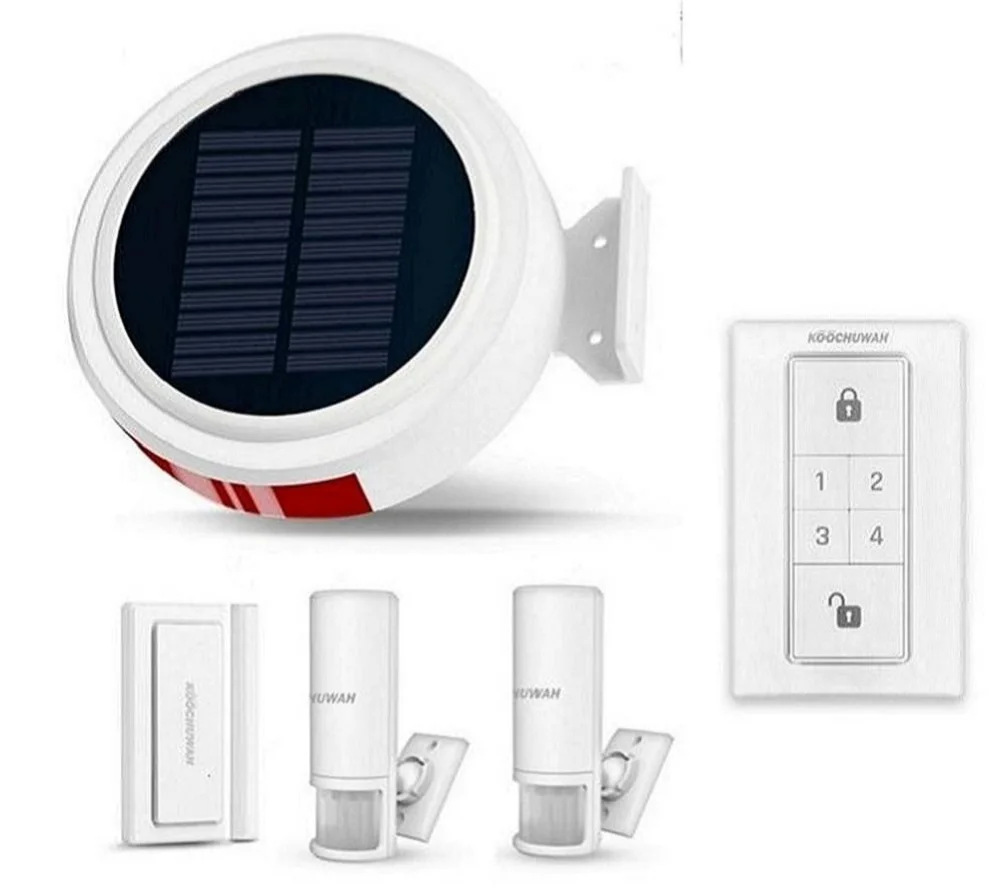 

KOOCHUWAH GSM Solar Alarm Outdoor Waterproof GSM Alarm System Smartphone Remote Control SMS Notice Dialing Call Home Security
