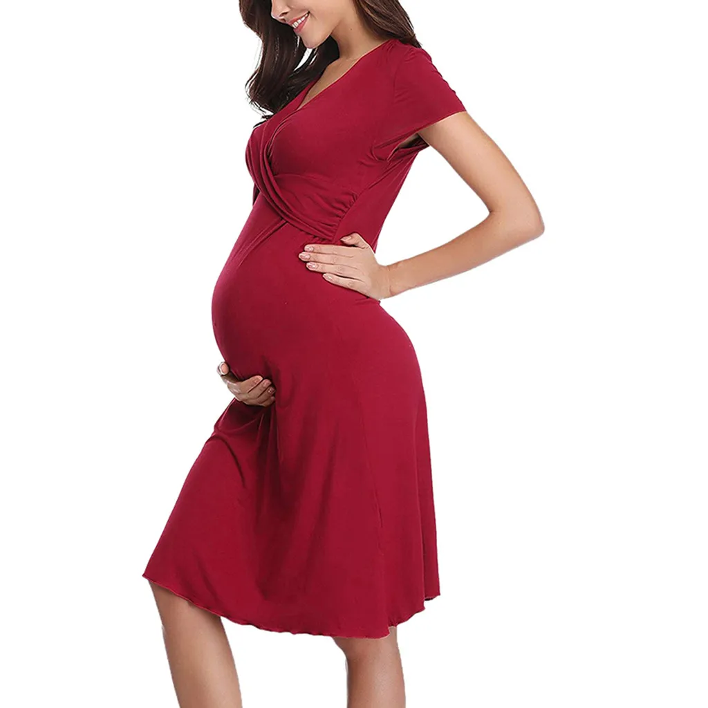 MUQGEW женское платье для беременных с коротким рукавом кормящих; одежда для малышей; платья для грудного вскармливания рубашки Беременность платье