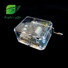 clear box music box, Fur Elise Hand crank music gifts for girls, wedding souvenir, home decor free shipping Angela’s gifts