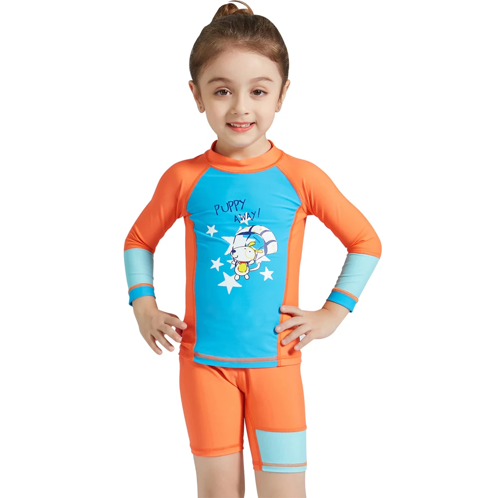 

DIVE&SAIL Girls Swimsuit Children Summer Long Sleeve UV (UPF50+) Swimwear Boys Two piece Beachwear Bathing Suit Kids Bodysuits