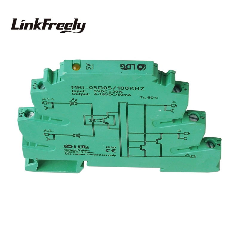 MRI-05D05 100 кГц PLC светодиодный оптический реле муфты 5VDC 8mA Вход Выход 4-18VDC 50mA Интерфейс реле напряжения модуль DIN Rail