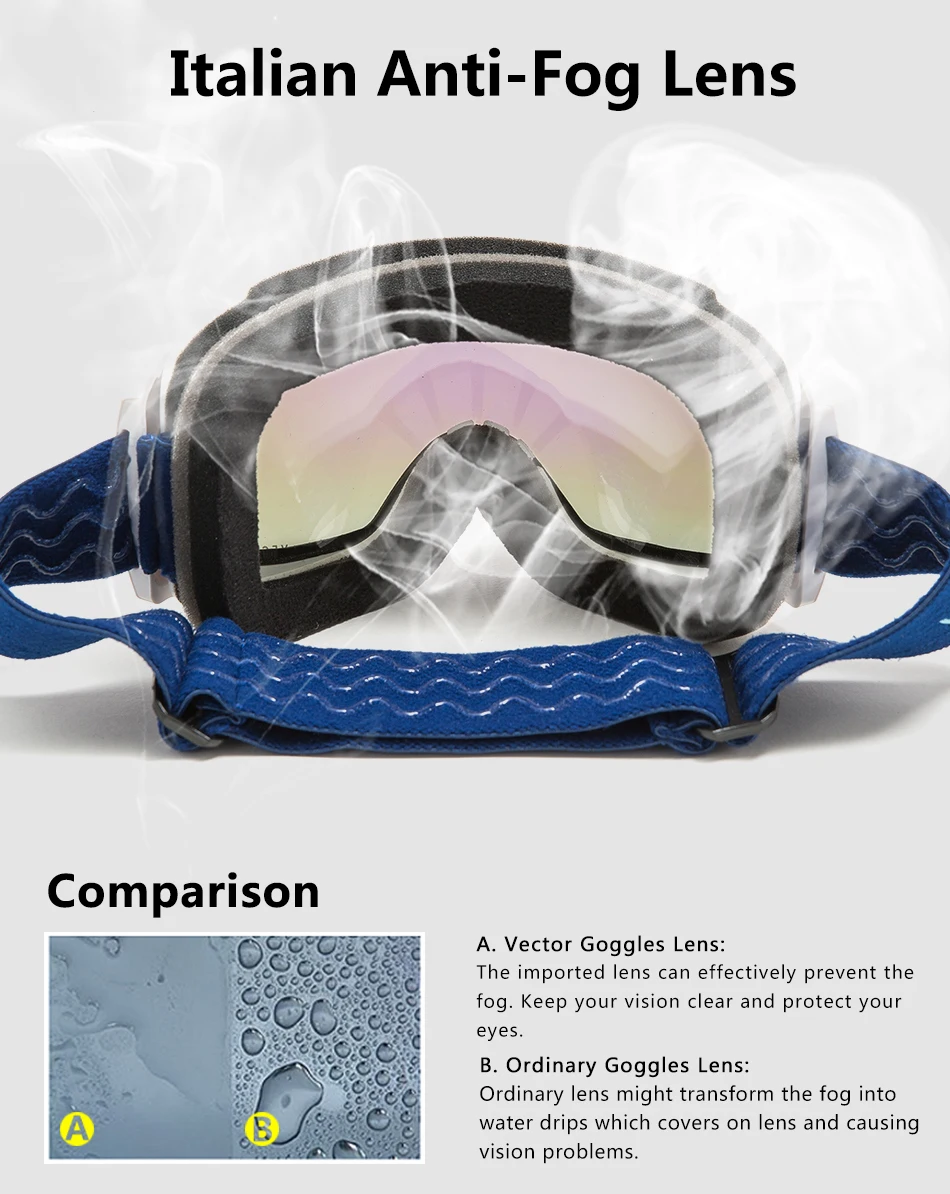 وتغ نظارات تزلج الثلوج نظارات الشتاء الرياضة على الجليد الرجال النساء كروية Skibrille التزلج نظارات مكافحة الضباب النظارات الشمسية في الهواء ال...