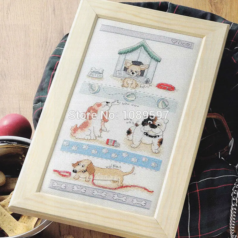

Fishxx Cross-Stitch Col194-4 animal [Dogs love] Children room,soluble printing,100% accurate pattern,11CT kit