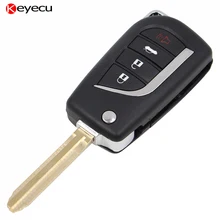 Keyecu Modified Replacement Shell Foldable Flip Remote Key Case for Toyota,4 Button with Uncut TOY43 Blade