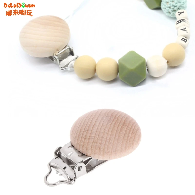 

Baby Pacifier Clip Wooden Children Natural Pacifier Holder Clip Infant Round Nipple Clasps For Baby Nipples Holders