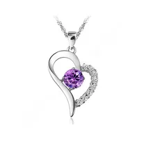 Фиолетовый камень превосходное сердце ожерелье s& Подвески 925 стерлингового серебра кубического циркония ювелирные изделия ожерелье с 1" цепями