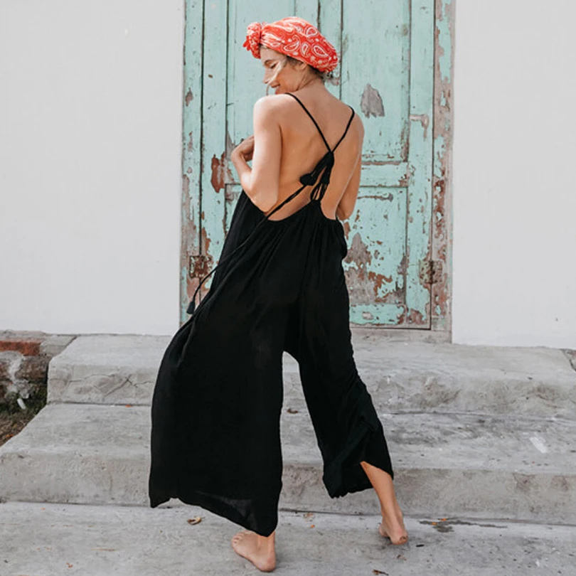Sexy V-Neck Solid Women Jumpsuits Sleeveless Lace Up Rompers For Female 2019 Summer Style Playsuits Fashion Beach Party Clothes Sexy V-Neck Solid Women Jumpsuits Sleeveless Lace Up Rompers For Female 2019 Summer Style Playsuits Fashion Beach Party Clothes