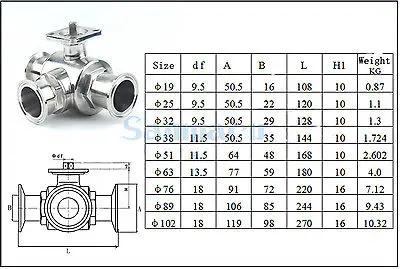 3/"-2" 19/25/32/38/51 мм SUS304/316 Нержавеющая сталь санитарно T/L Порты и разъёмы Tri Clamp шаровой клапан для домашнего пивоварения без привода