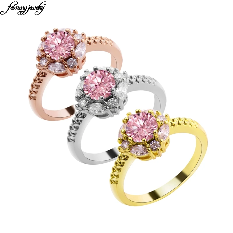 

Charm Multicolor Flower-Shaped Zircon Rose gold/silver/gold Rings For Women Vintage Fashion Rose Gold Filled Birthstone Ring