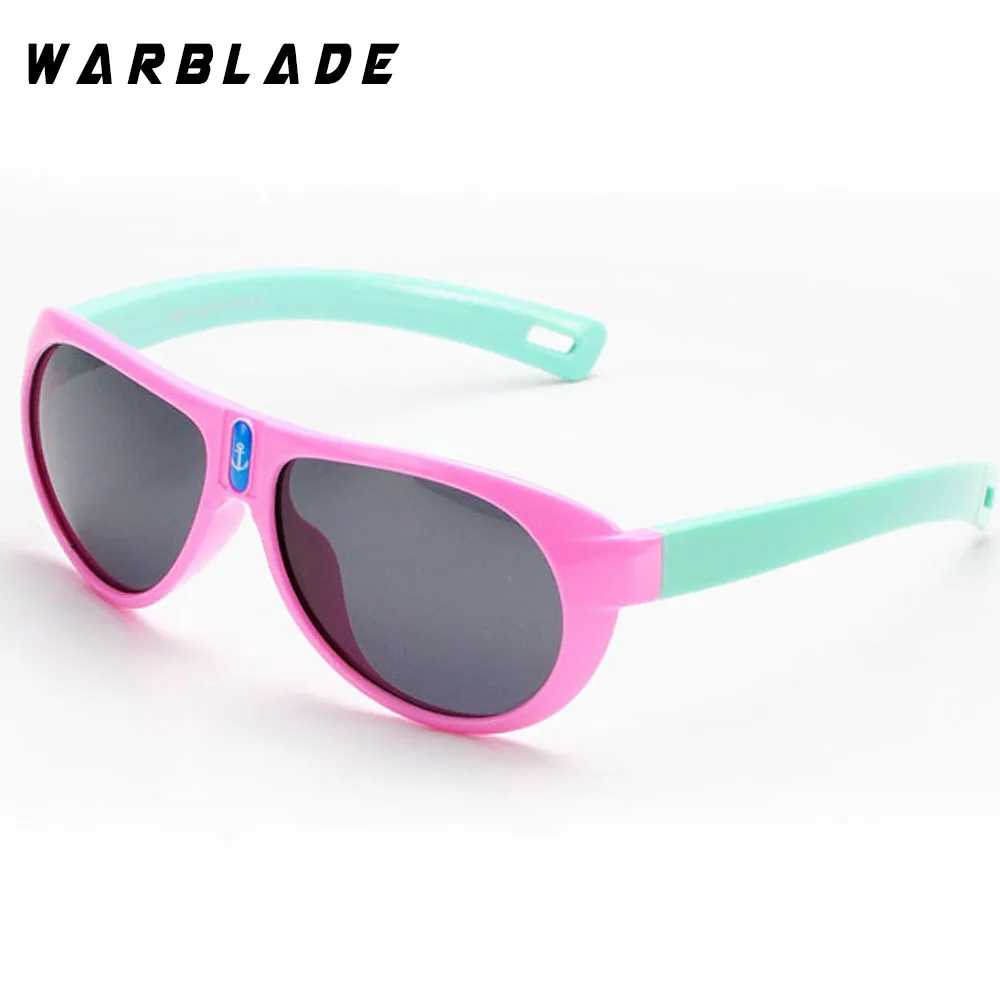 pink green WarBLade, Детские поляризованные солнцезащитные очки, фирменный дизайн, для детей, TR90, оправа, спортивные солнцезащитные очки для мальчиков и девочек, очки occhiali ciclismo - Цвет: pink green