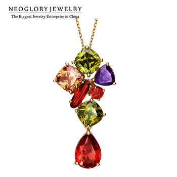 

Neoglory AAA Zircon Light Yellow Gold Color Colorful Necklace Pendant For Women Fashion Jewelry 2020 New Birthday Gift JS5 QC
