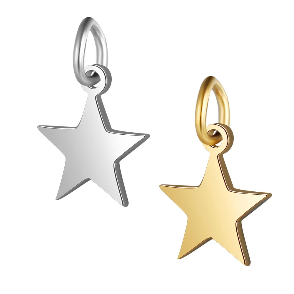 

Fnixtar 10pcs/lot Gold Color Stainless Steel Mirror Polished Star Mini Charms Metal Pendant DIY Jewelry Making Accessories