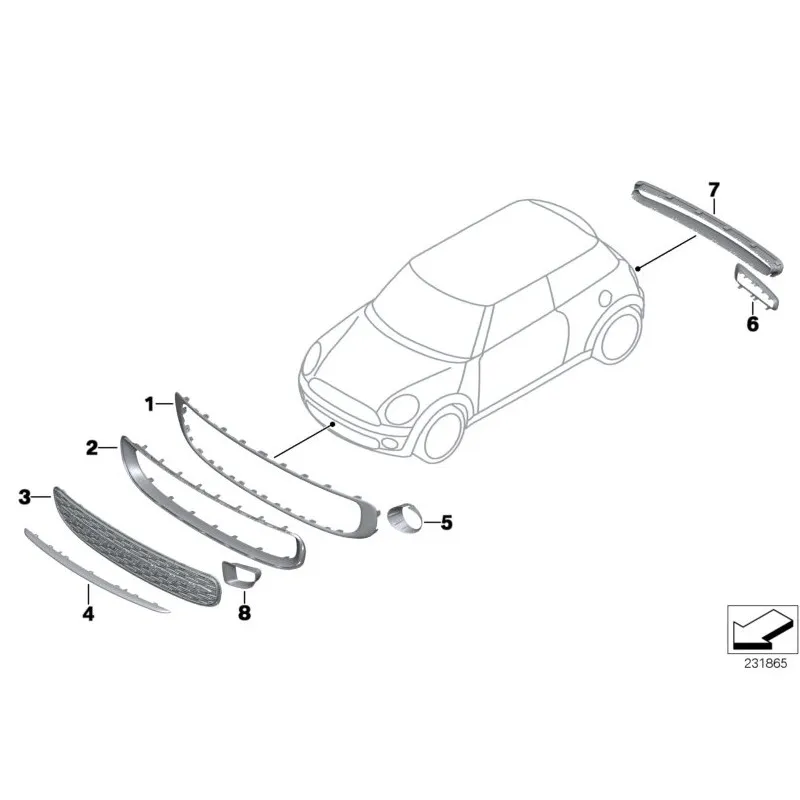 51117250789 автомобильный передний бампер средняя сетка отделка 1.6Lb mw2011- mini F55 F56 F57 R55 R56 отделка переднего бампера крыло Нижняя пластина