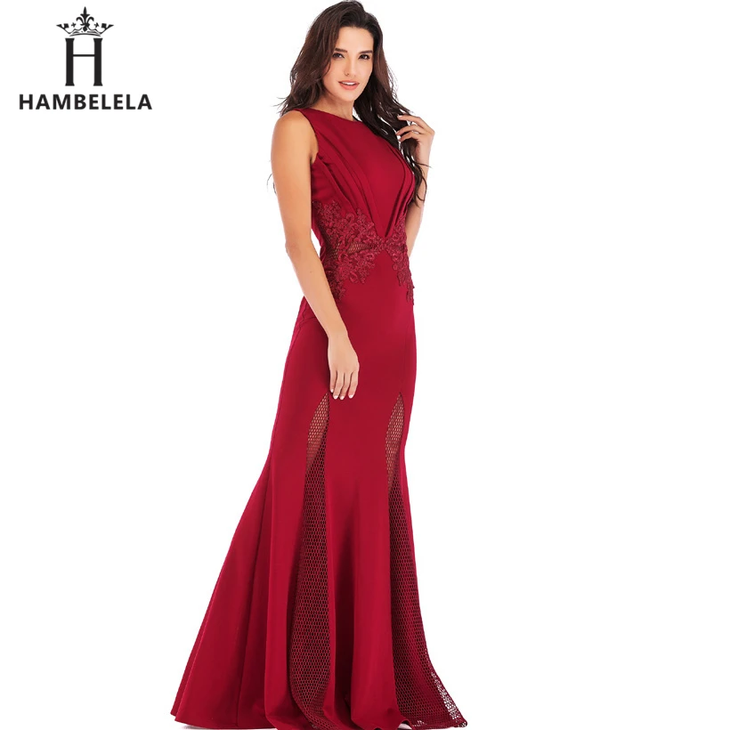 HAMBELELA Wedding Party Dress 2019 Summer O-Neck Mermaid Embroidery Lace Dress Women Long Evening Gown Bodycon Elegant Dress (13)