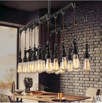 

Water pipe Steampunk Vintage pendant lights for dining room Bar rust red home decoration American industrial loft hanging light