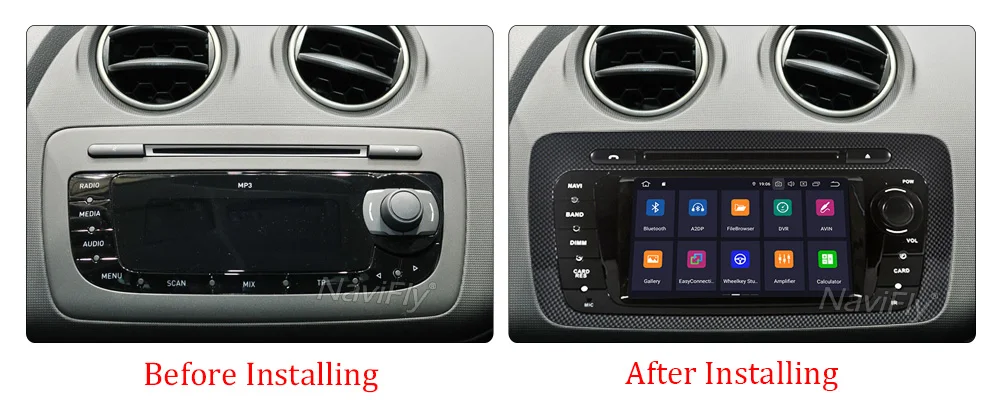 Excellent NaviFly PX30 IPS Screen DSP pure Android9.0 Car Multimedia dvd player for  Seat Ibiza 2009-2013 GPS Navigation OBD2 RDS raido 8