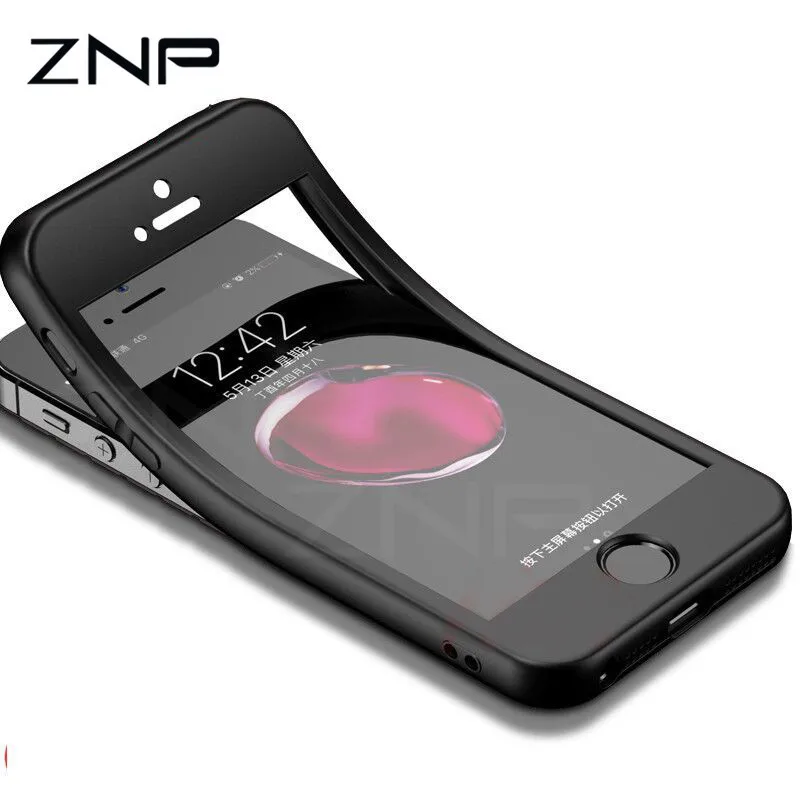 ZNP الأزياء السيليكون لينة الهاتف خزائن هاتف آيفون 7 6 8 5 5 ثانية SE 360 كامل غطاء حقيبة لهاتف أي فون 6 6 ثانية 7 8 زائد حماية الهاتف أكياس