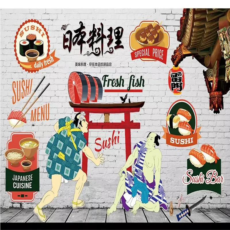 

Custom wallpaper murals - Hand painted Japanese food sushi wall - high-end wall covering