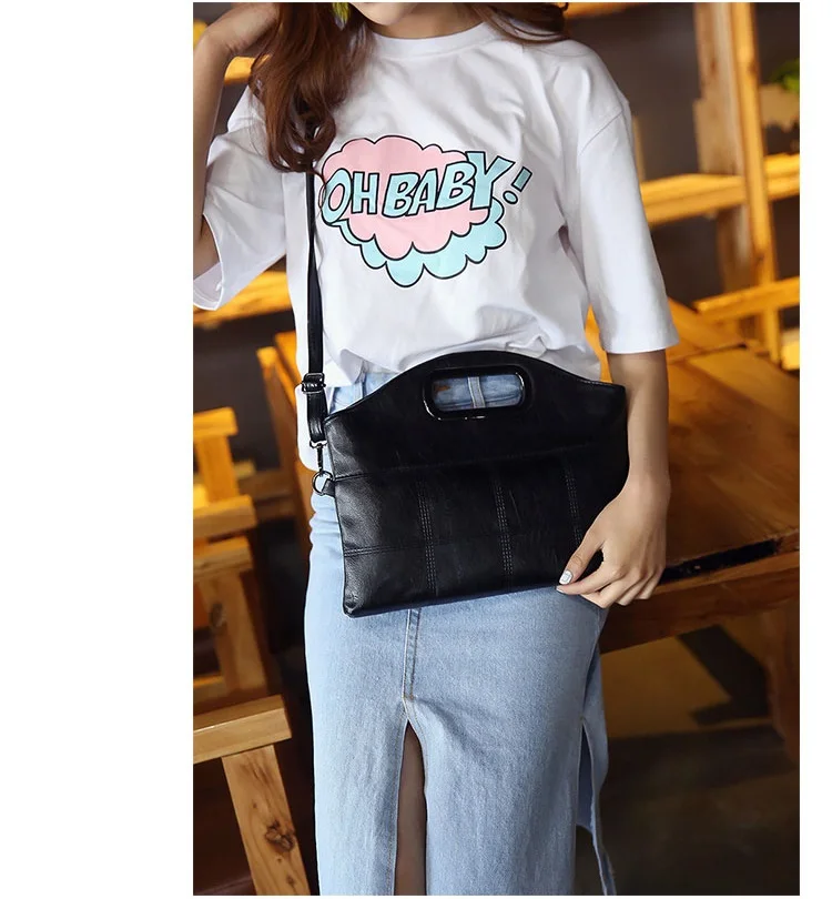 MJ Women's Handbag PU Leather Shoulder Bag Fashion Top-Handle Bags Korean Style Crossbody Bag Female Vintage Soft Leather Clutch (14)