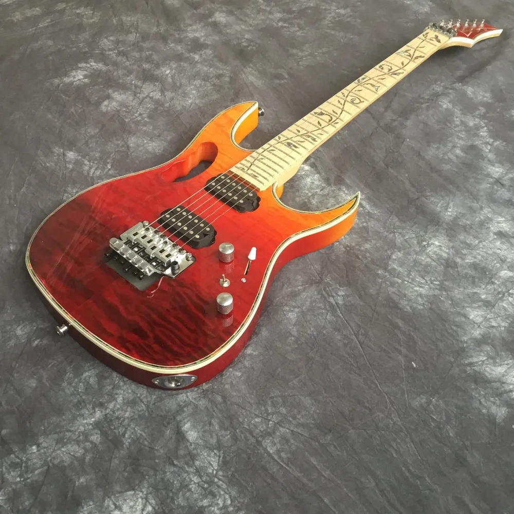 

High quality red and yellow electric guitar 6-string and vibrato, dual-wave electric guitar custom shop, free shipping