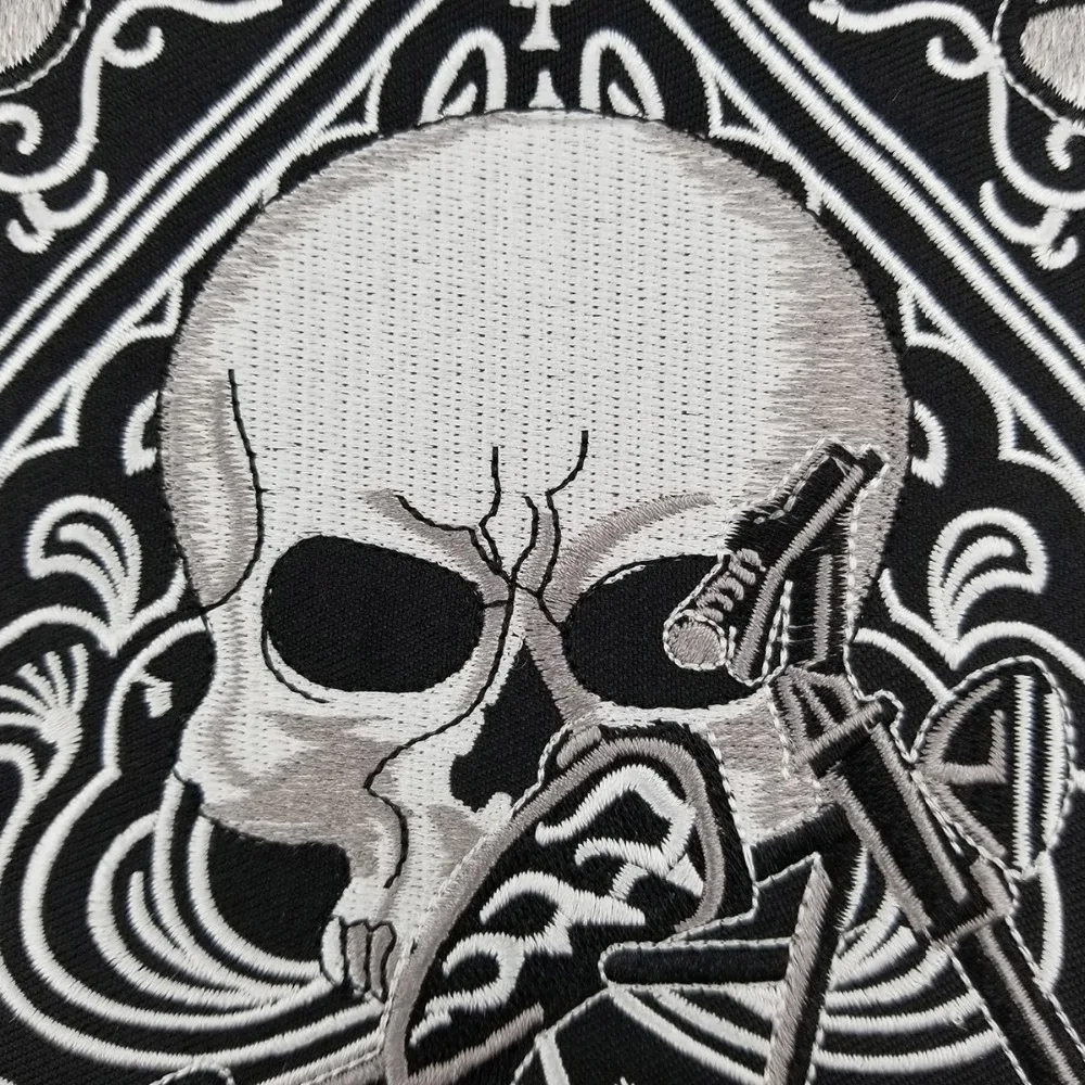 T170613 (4)0.5 inches LUCKY 7 Huge Embroidery Biker Patches for Jacket Back MC PUNK Badge Custom From Chinese Big Factory