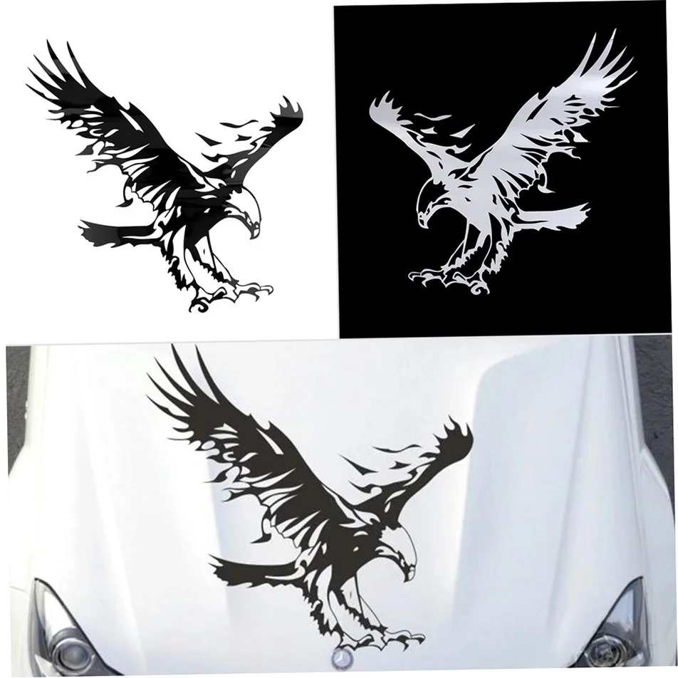 DEDC Eagle Pattern Reflective Material Car Stickers Car Engine Hood