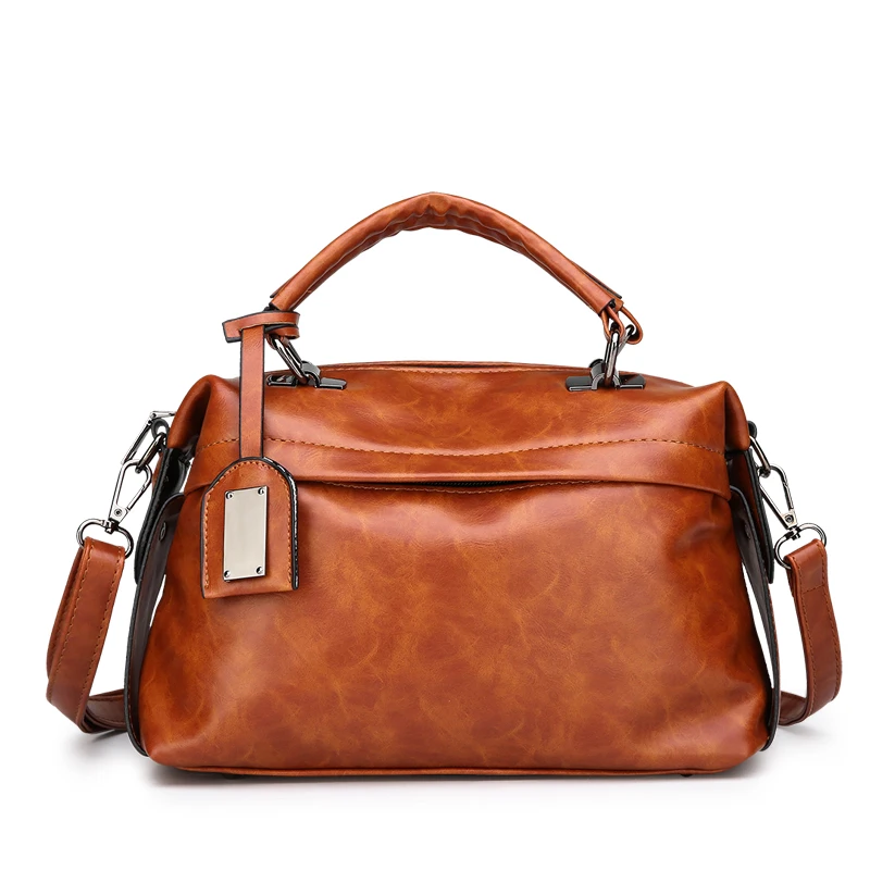 

2018 Autumn Supply Female Leather Handbag Luxury Brand Shoulder Bag Women Designer Tote Vintage Handbag Brown lady Message Bag