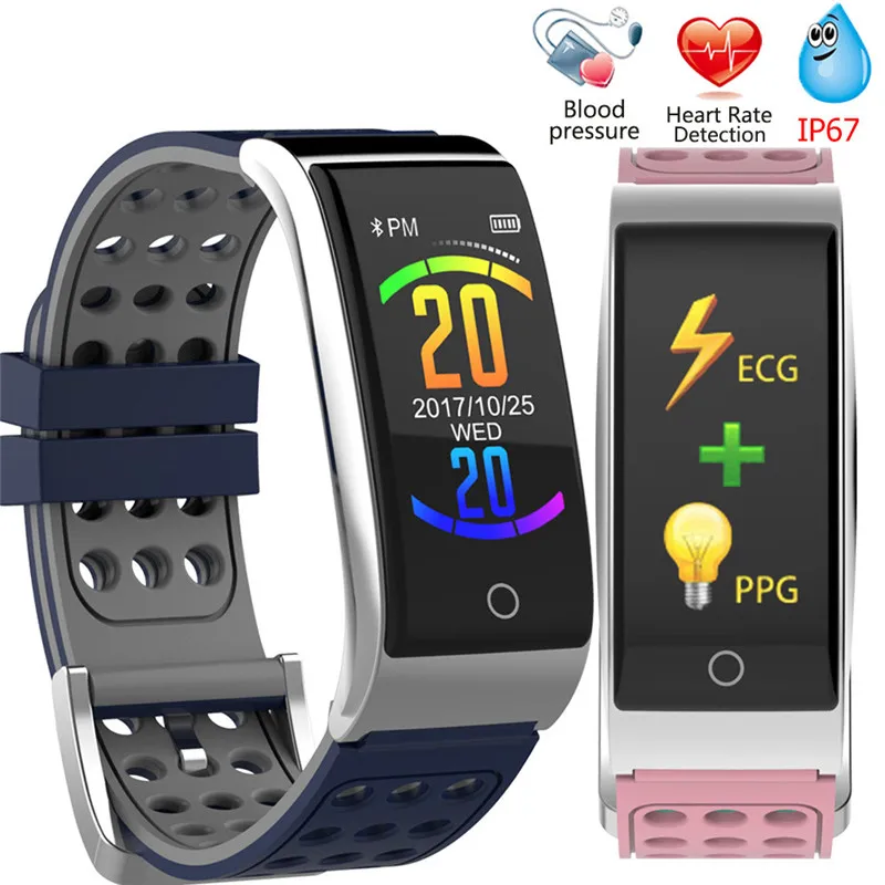 

E08 Smart Bracelet Fitness Tracker Heart Rate Monitor ECG/PPG Blood Pressure Waterproof Smart watch for IOS Android Phone