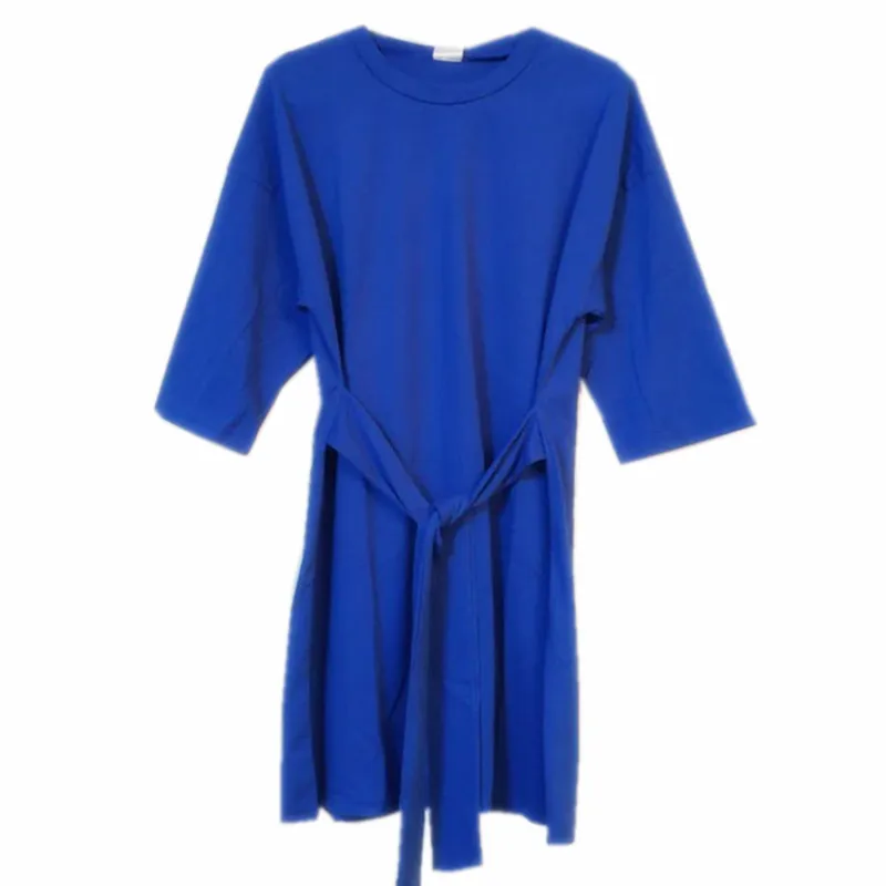 

kids & teenager girls half sleeve spring summer cotton casual belted dress children 6 to 16 years solid brief tee dress clothes