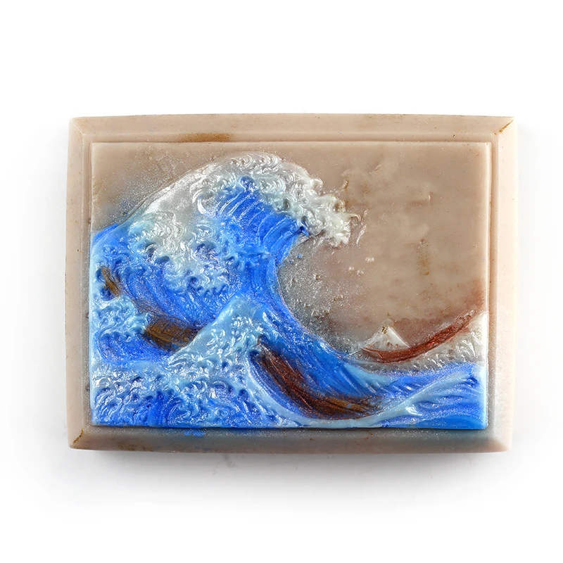 

Nicole Silicone Soap Mold Square with Wave Painting Pattern for Natural Handmade Chocolate Candy Mould Home Decor