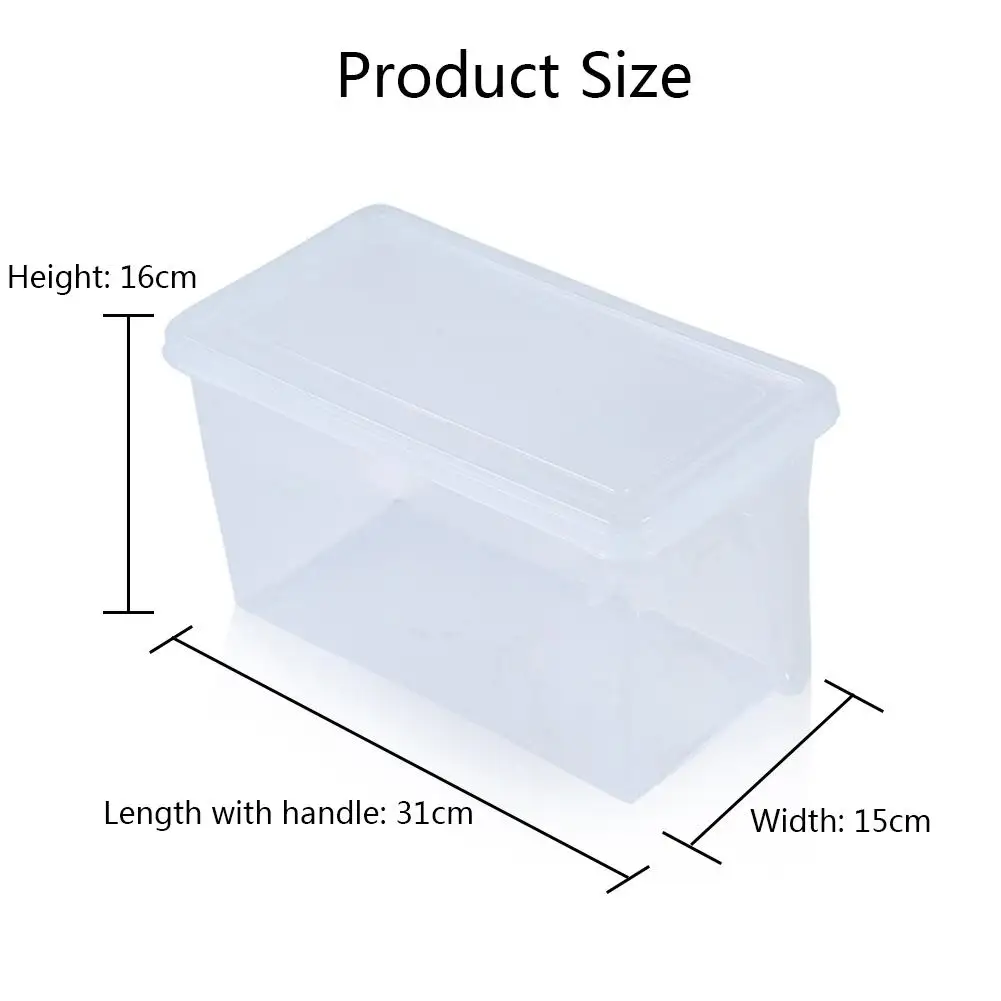 Refrigerator Storage Box Transparent Plastic Box Kitchen Fruit Eggs Cereal Storage Case Refrigerated Case With Lid With Handle