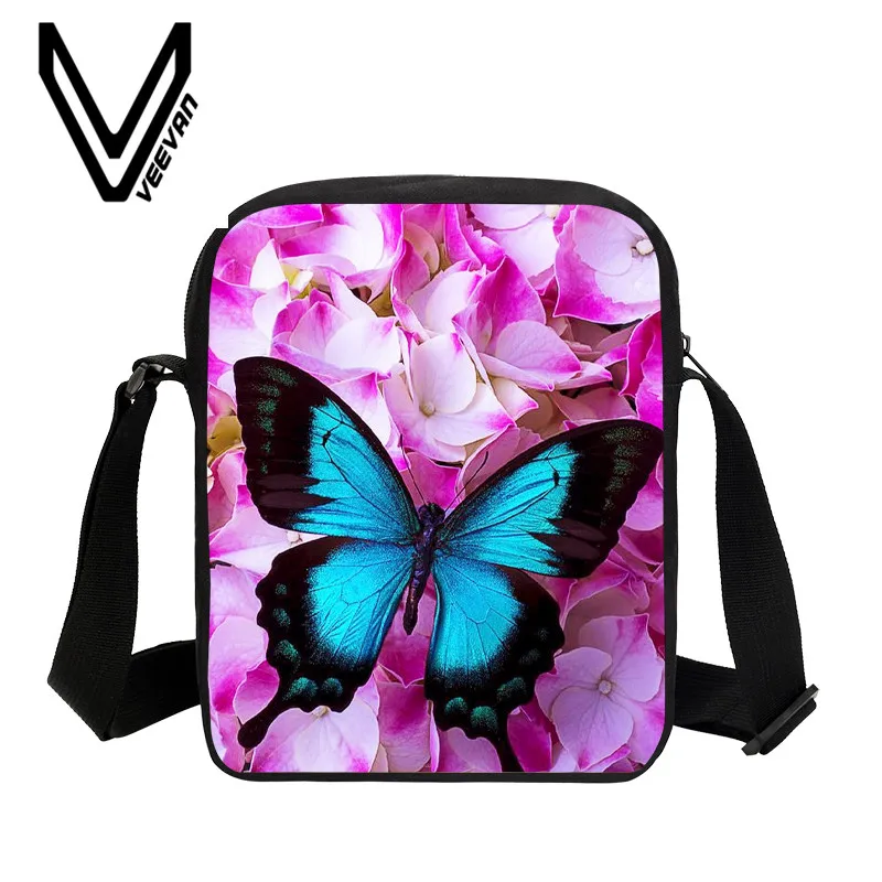 

VEEVANV Fashion Women Messenger Bags Butterfly Print Crossbody Bag for Girls Small 3D Animal Shoulder Bag Children Satchel Bags