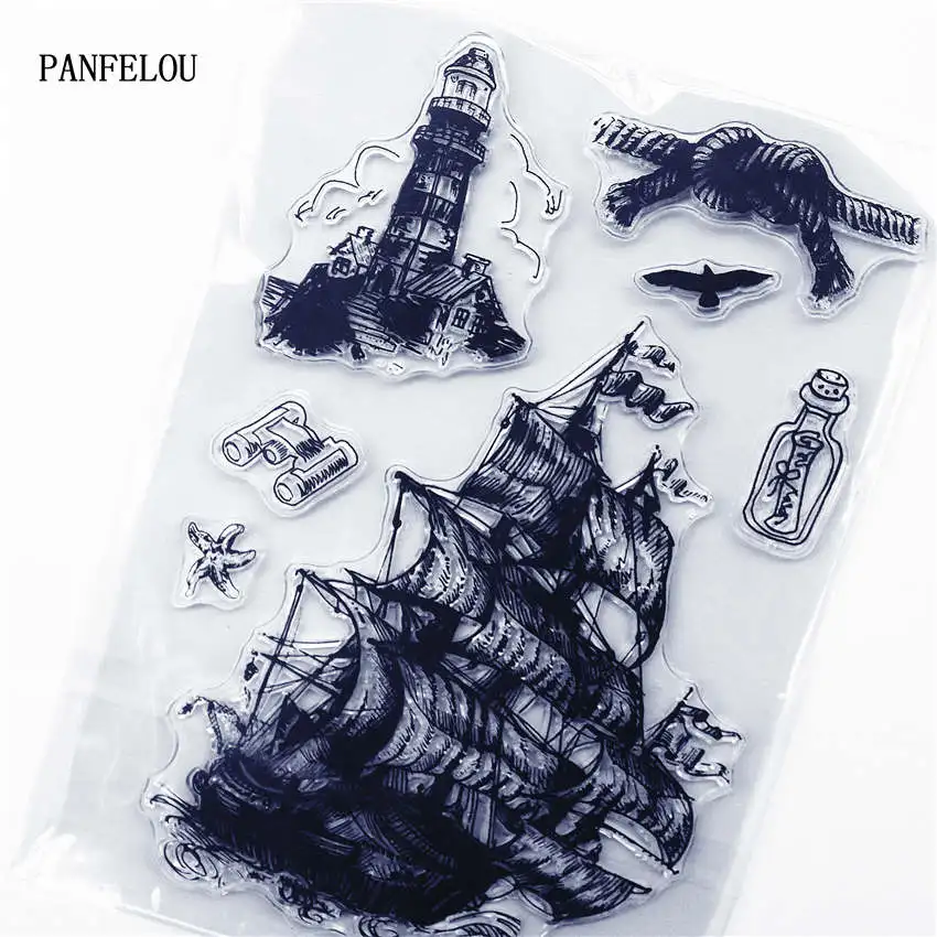 PANFELOU пиратский корабль прозрачные силиконовые резиновые штампы мультфильм для