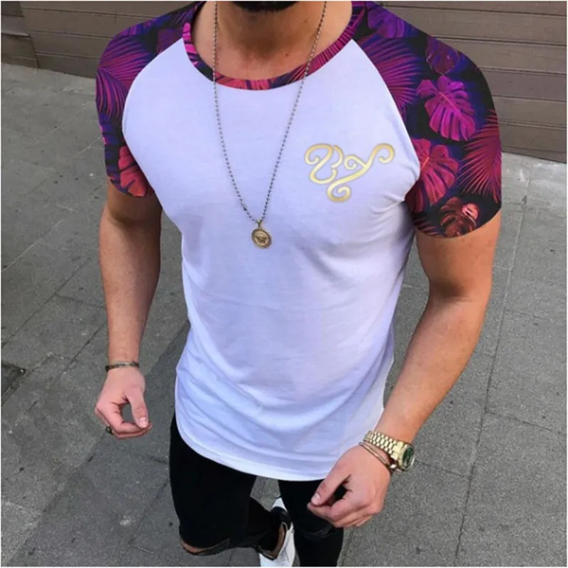 

Fashion Brand Men T-Shirts Summer Short Sleeve O-Neck 2019 T Shirt Men Stripe Printed Loose Slim T shirt Mens Tops Tee