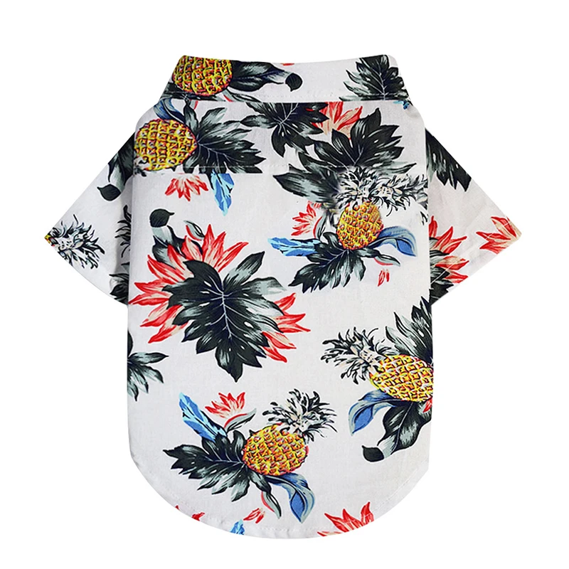 

1*Pet Shirt Black Beige Green Cotton Dog Cat Clothing Shirt Puppy Hawaii Printed Coat Spring Summer Apparel