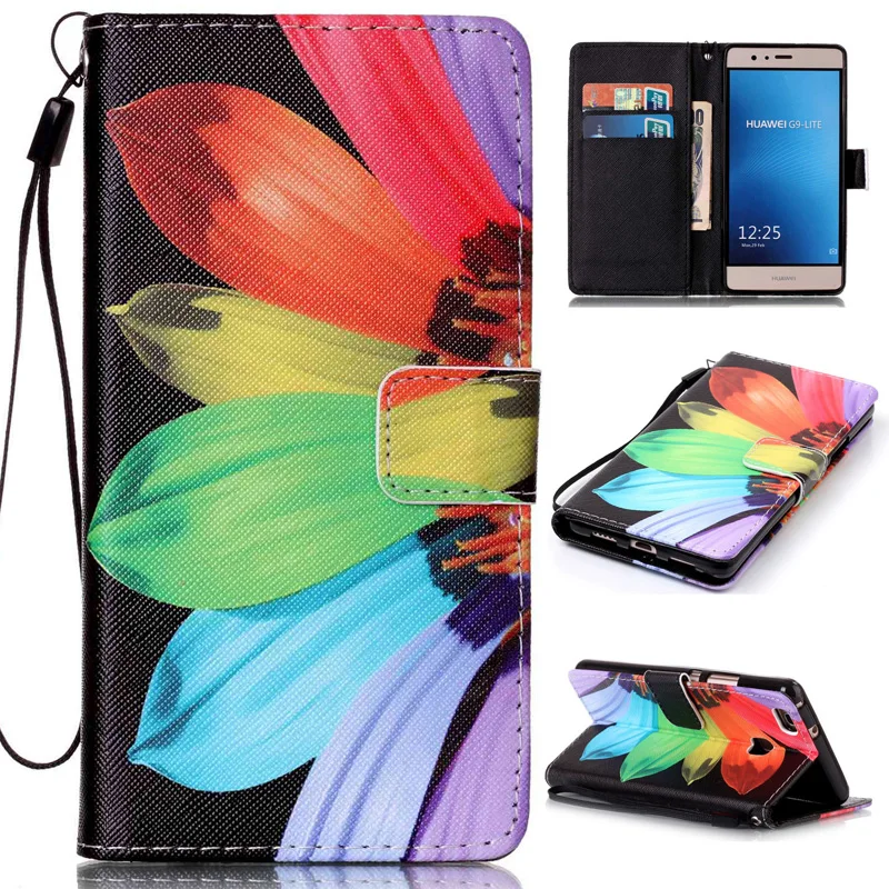 Beautiful Pattern Wallet Card Stand Flip Leather Soft TPU Cover Case For Huawei Y3 II Y5 II Y6 II Honor 5A