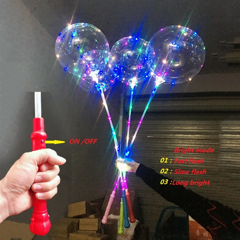 Бобо воздушный шар с стержнем 24 дюйма светодиодный воздушный шар 70 см стержень 3 м светодиодный фонарь с ручкой быстрая медленная вспышка длинная яркая Батарейная коробка