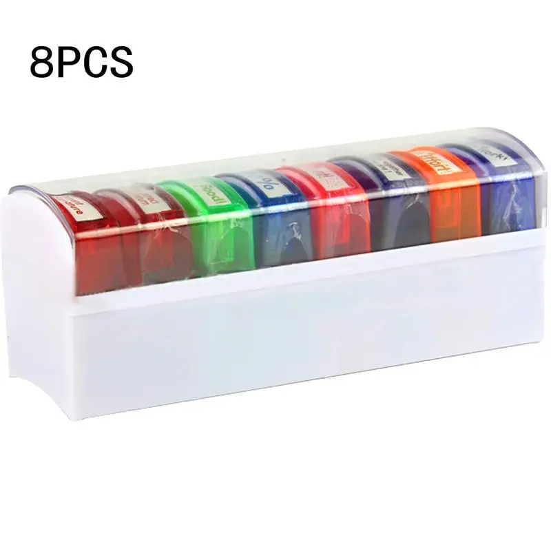 Multicolor 8 шт. Красочный Набор печатей для учителя школьная печать учителя для HN-PP103 игрушка для детей Рождественский подарок детские игрушки - Цвет: Multicolor