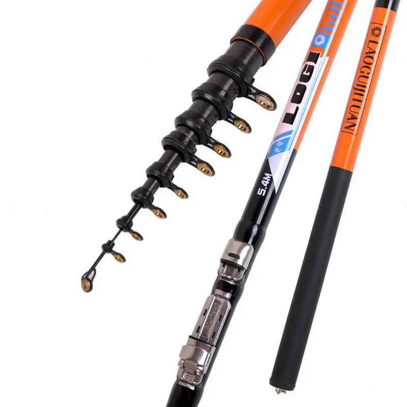 HOT Superhard rock fishing rod carbon telescopic Rockies rods 2.7-6.3M high quality hand pole sea fishing rod spinning hard