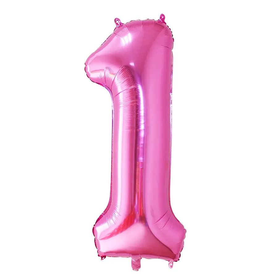 40-дюймовый светодиод номер 1 Фольга шарики Baby Shower цвета: золотистый, серебристый розовый цифра воздушный шар с гелием 1st День рождения Микки Декор поставки клипсы для воздушных шаров - Цвет: F pink 1