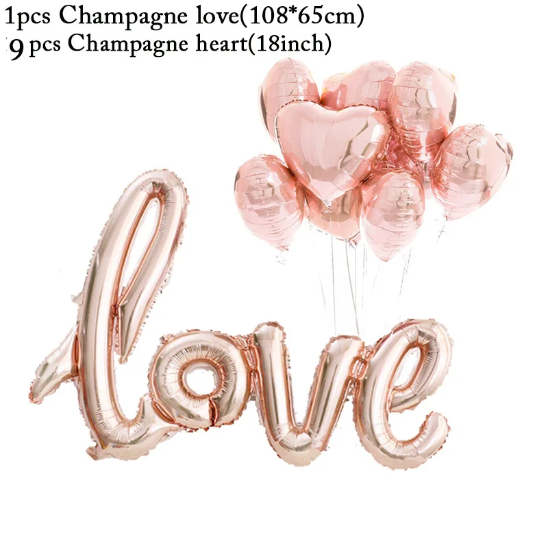 10 шт./компл. Красный Шампанское сиамская любовь 18 дюймов в форме сердца любовь алюминиевый шар, для дня рождения вечерние Свадебные День Святого Валентина Декор