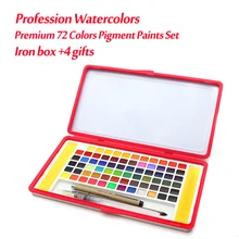 Премиум 72 цвета железная коробка Твердые акварельные краски набор профессиональные Водные Цвета для взрослых детей живопись красивые подарки