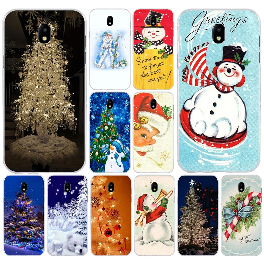 

124H New Year Snowman Merry Christmas Soft Silicone Tpu Cover phone Case for Samsung j3 j5 j7 2016 2017 a3 2016 a5 2017 a6 2018