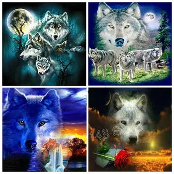 

5D, full wolf DIY diamond embroidery, square, diamond painting, cross stitch 3D diamond embroidery wolf eagle Christmas gift